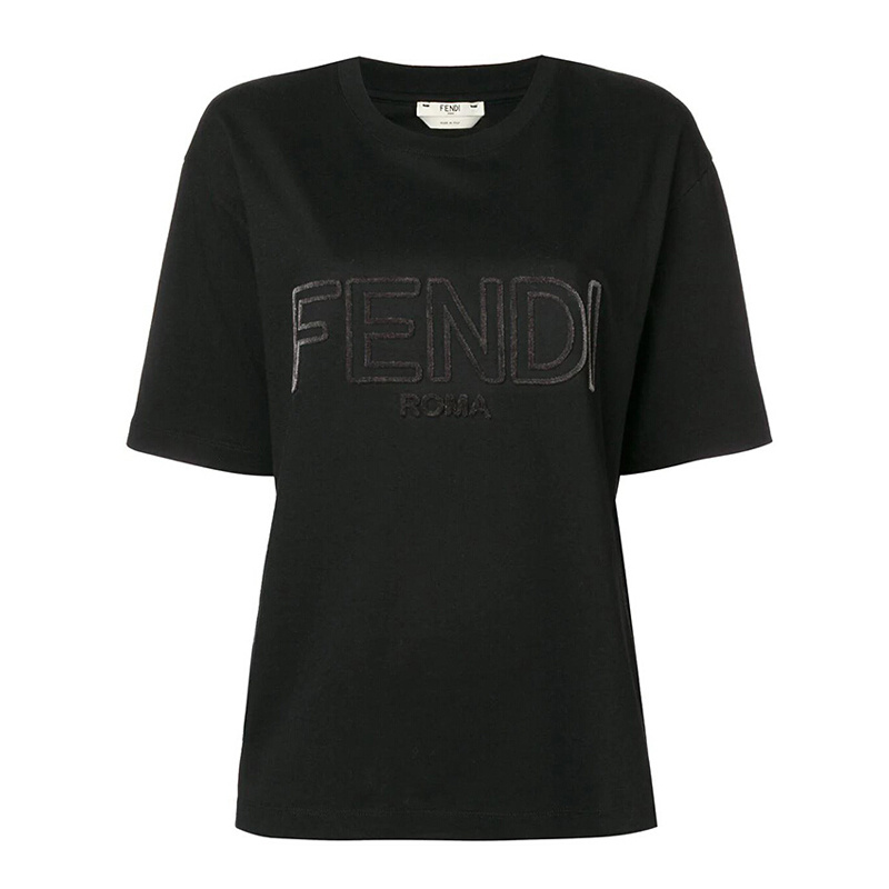 商品Fendi|Fendi 芬迪 女士黑色时尚休闲字母短袖T恤 FAF077-A47A-F0GME,价格¥1747,第1张图片