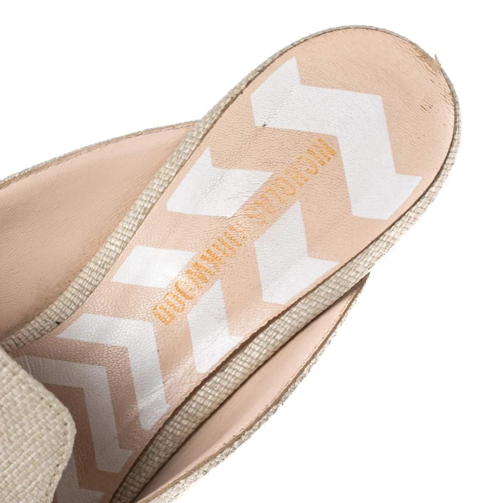 Nicholas Kirkwood Cream Raffia Pointed Toe Beya Flat Mule Sandals Size 40.5 商品