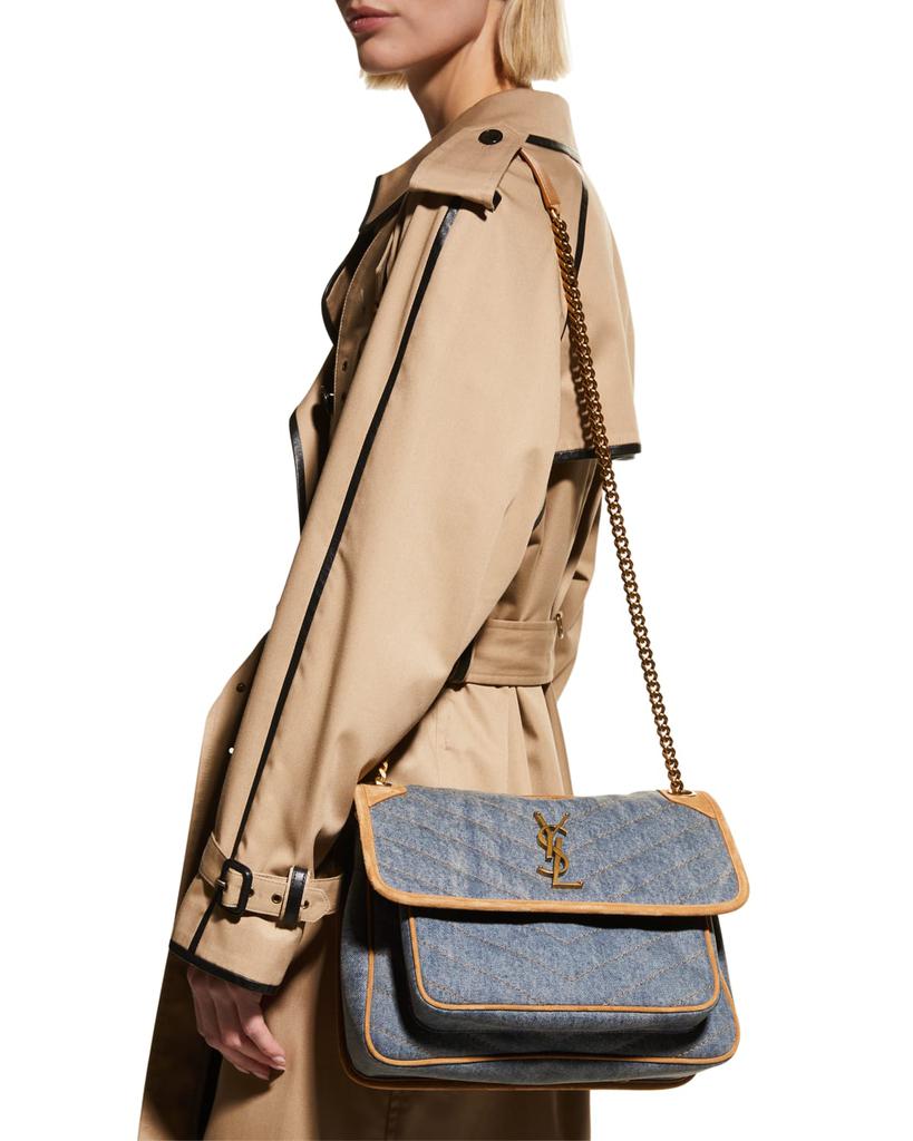 Niki Medium YSL Denim Shoulder Bag商品第2张图片规格展示