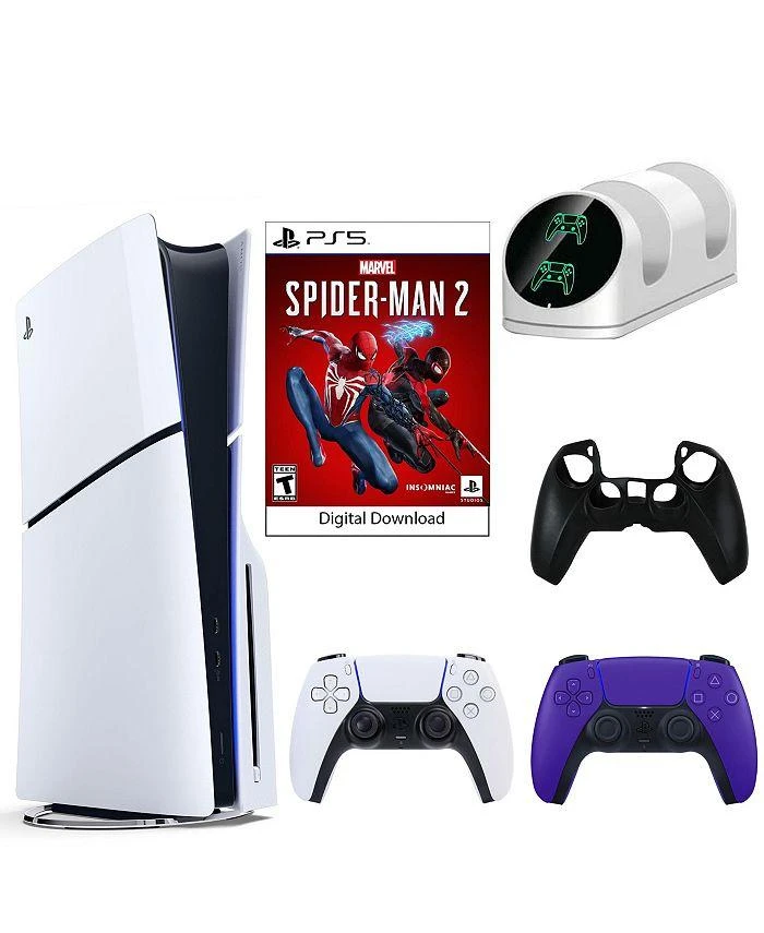 商品SONY|PS5 SpiderMan 2 Console with Extra Purple Dualsense Controller, Dual Charging Dock and Silicone Sleeve,价格¥6058,第1张图片