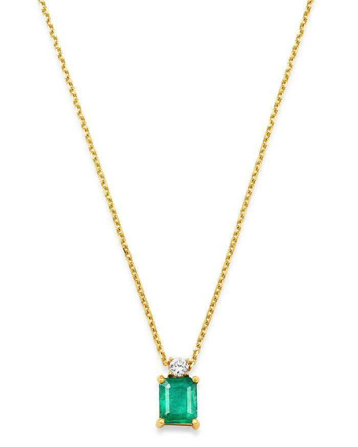 商品Bloomingdale's|Emerald & Diamond Pendant Necklace in 14K Yellow Gold, 16",价格¥7475,第1张图片详细描述