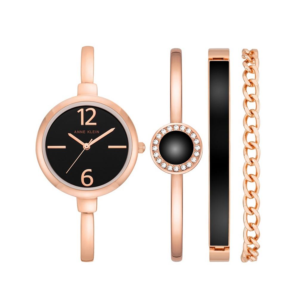 Women's Rose Gold-Tone Alloy Bangle Fashion Watch 37mm Set 4 Pieces商品第1张图片规格展示