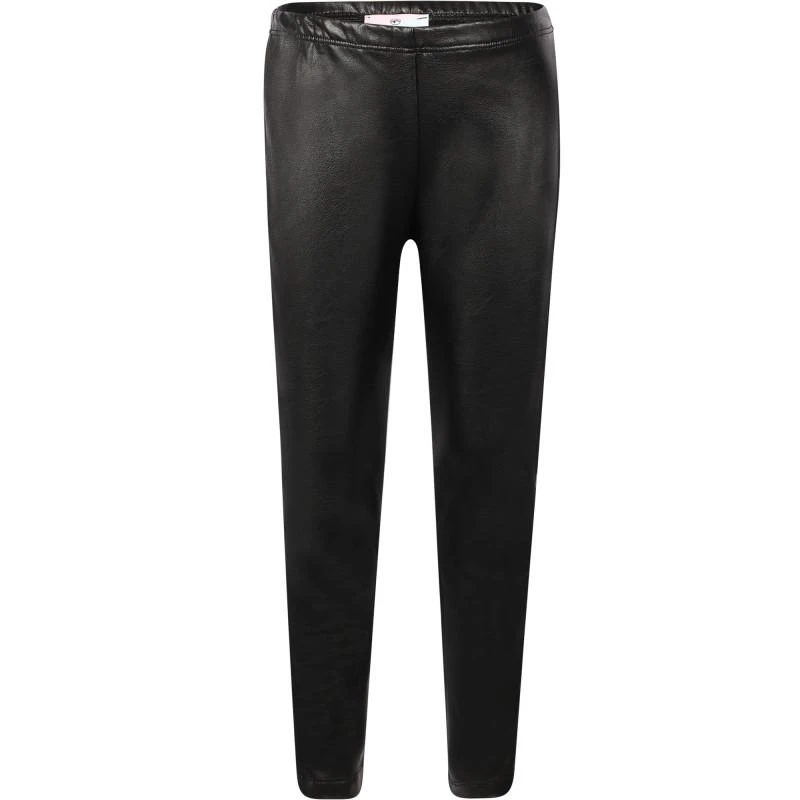 商品Chiara Ferragni|Eyelike logo tape leather imitation leggings in black,价格¥950,第1张图片