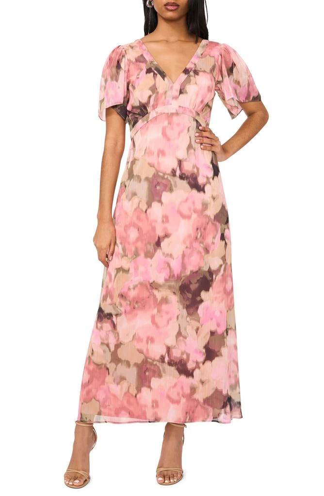 商品Halogen|Floral Flutter Sleeve Empire Waist Maxi Dress,价格¥307,第1张图片