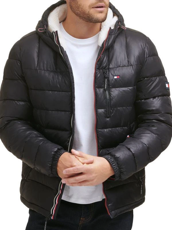 商品Tommy Hilfiger|男款 人造毛皮连帽棉服夹克,价格¥892,第1张图片