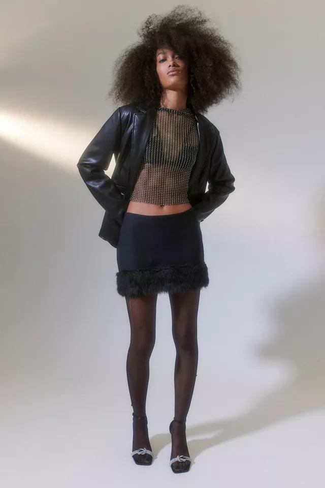 UO Milla Faux Fur Trim Mini Skirt商品第4张图片规格展示