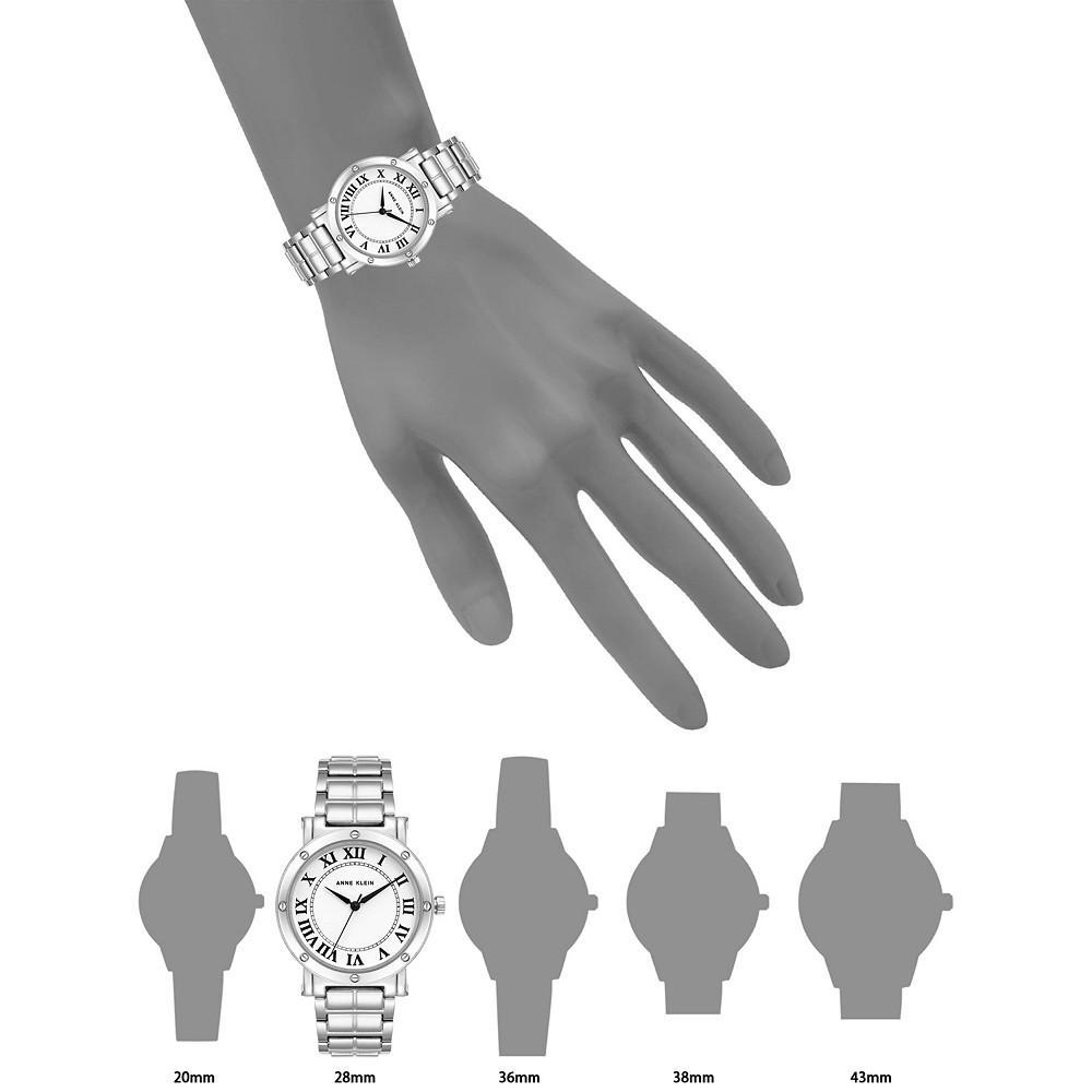 商品Anne Klein|Women's Three-Hand Quartz Round Silver-Tone Alloy Bracelet Watch, 36mm,价格¥639,第6张图片详细描述