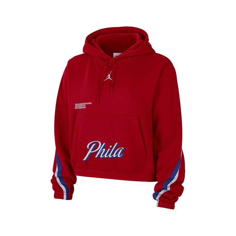 Women's Brand Red Philadelphia 76ers Courtside Statement Edition Pullover Hoodie商品第3张图片规格展示