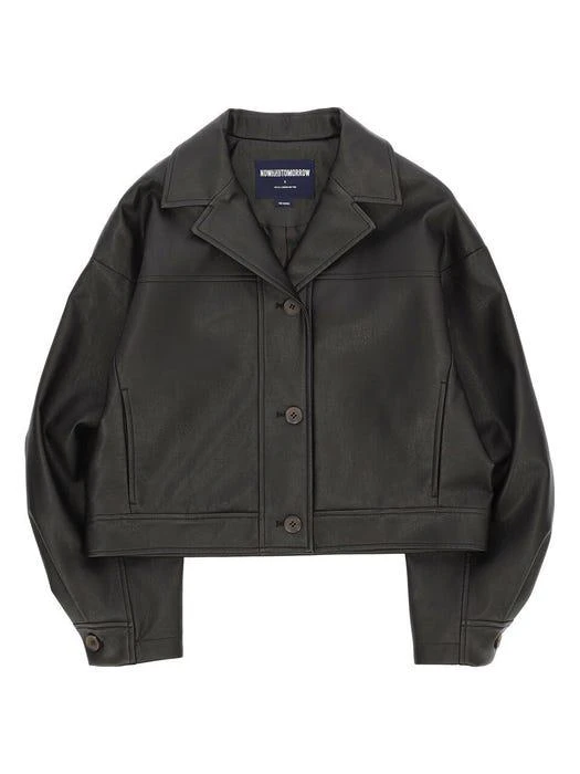 商品NOWANDTOMORROW|W Leather Cropped Jacket,价格¥854,第5张图片详细描述