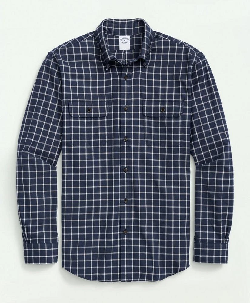 商品Brooks Brothers|Brushed Cotton-Cashmere Checked Chest-Pocket Sport Shirt,价格¥925,第1张图片