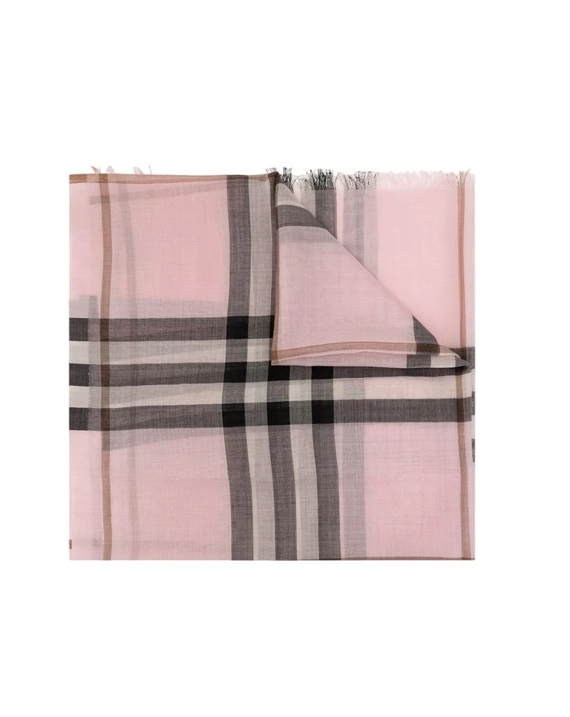 商品Burberry|Pink Lightweight Check Wool Silk Scarf,价格¥1924,第1张图片