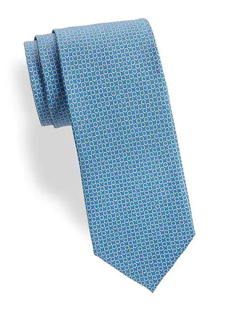 商品Salvatore Ferragamo|Gancini Print Silk Tie,价格¥946,第1张图片