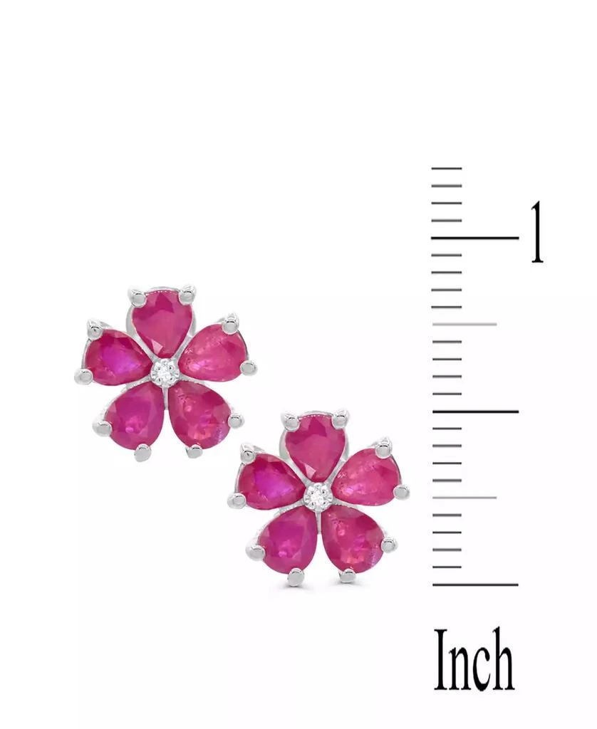 商品Macy's|Lab-Grown Ruby (3-1/8 ct. t.w.) & Diamond Accent Flower Stud Earrings in Sterling Silver,价格¥725,第4张图片详细描述