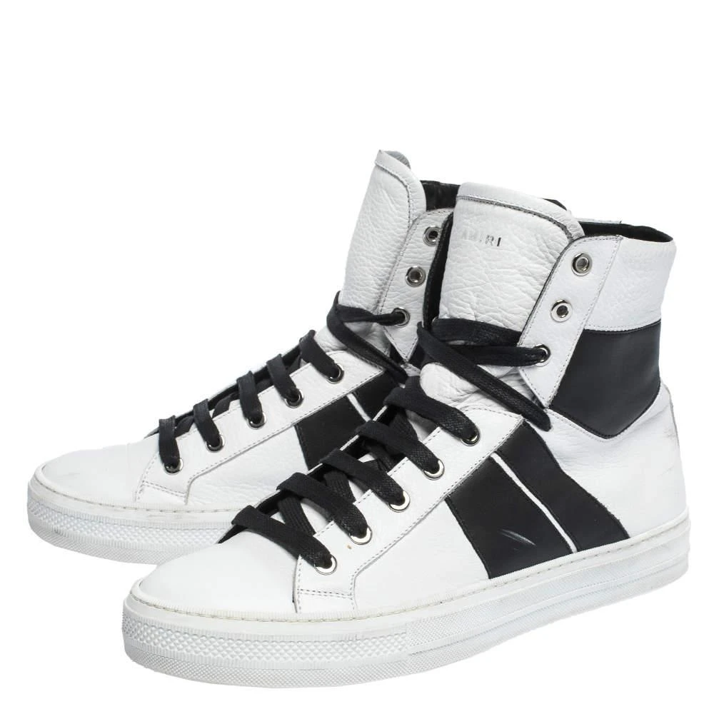 商品[二手商品] AMIRI|Amiri Black/White Leather Sunset Lace High Top Sneakers Size 42,价格¥1432,第4张图片详细描述