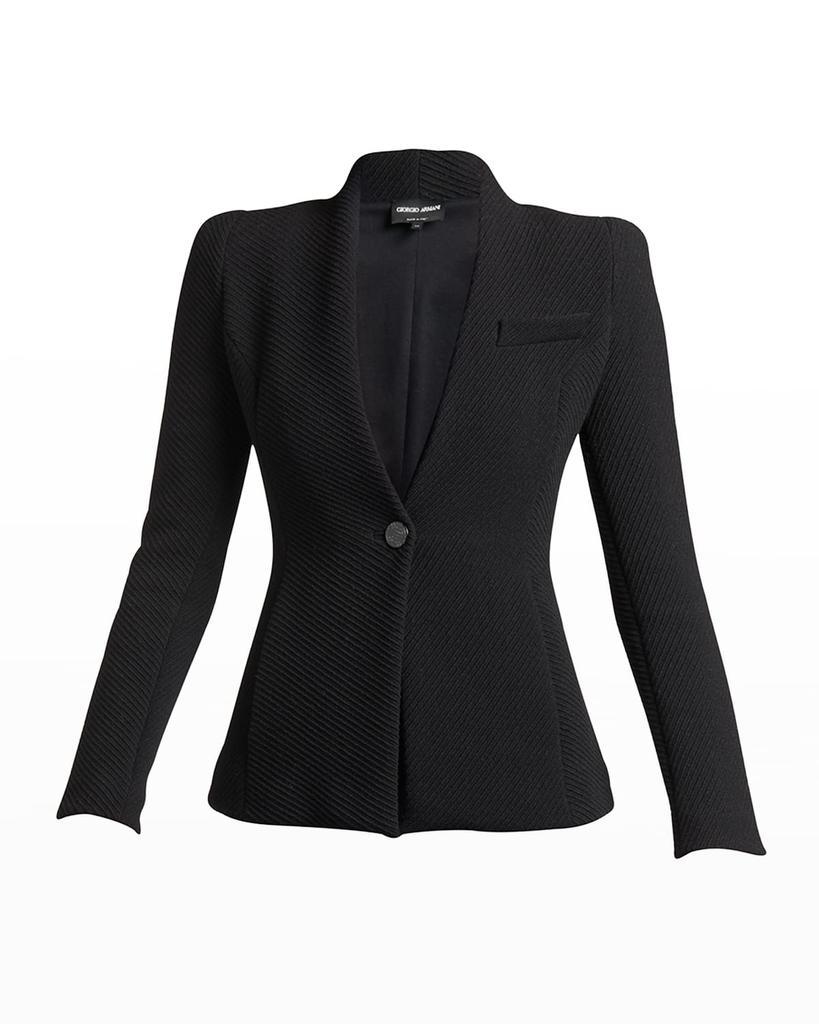 商品Giorgio Armani|Diagonal Stripe Single-Breasted Jersey Jacket,价格¥12128,第4张图片详细描述