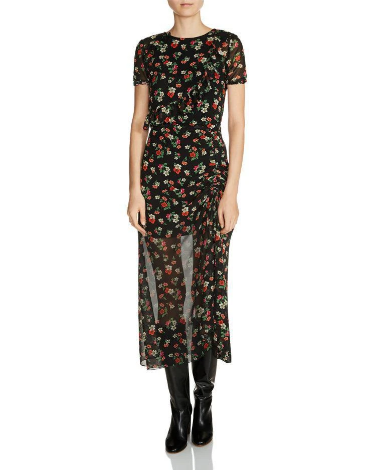 商品Maje|Rancho Ruffle Floral Print Midi Dress,价格¥1740,第1张图片