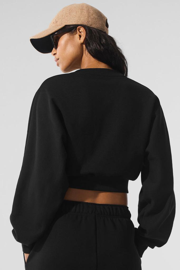 Alo Cropped Accolade Crewneck - Black - Hoodies - Compare Prices