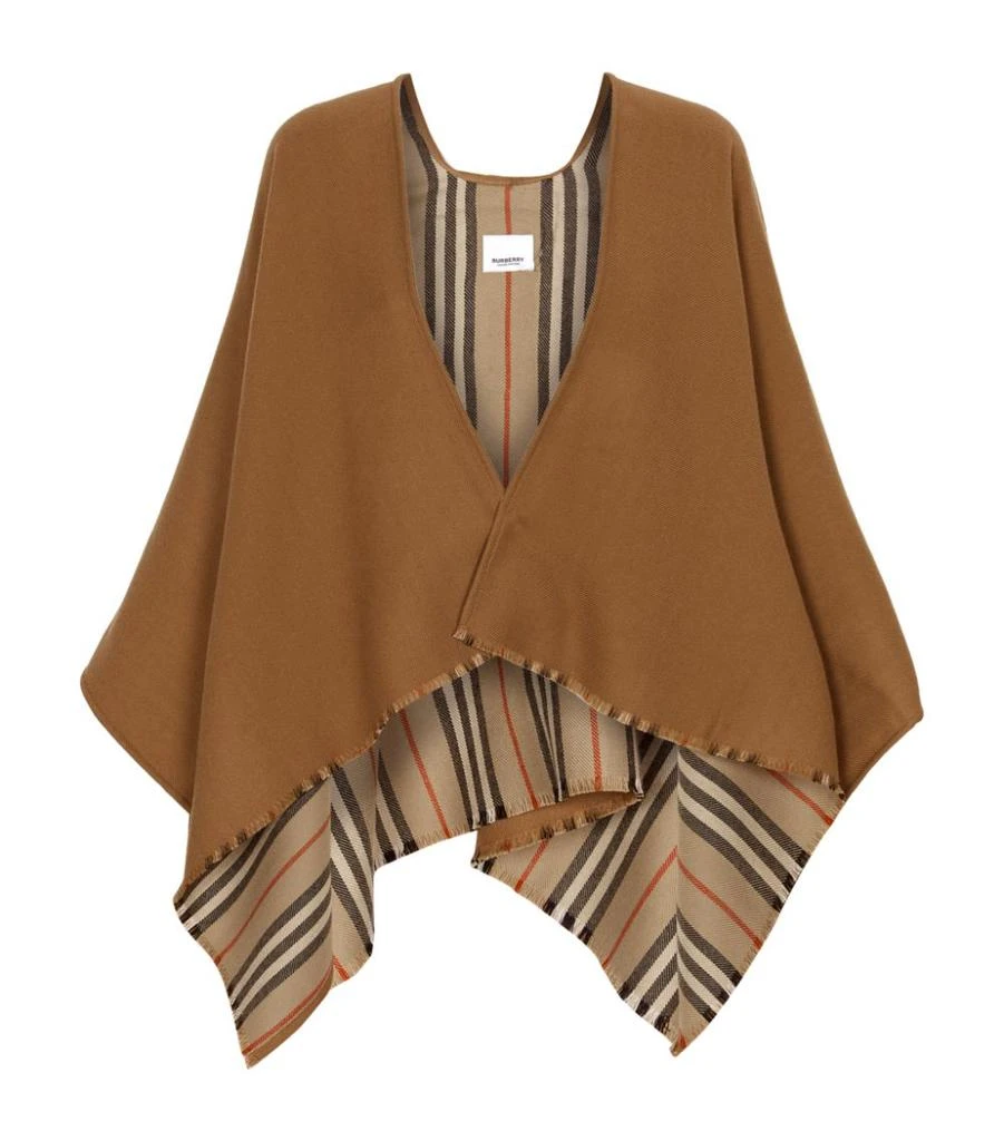商品Burberry|Wool Icon Stripe Cape,价格¥7263,第1张图片