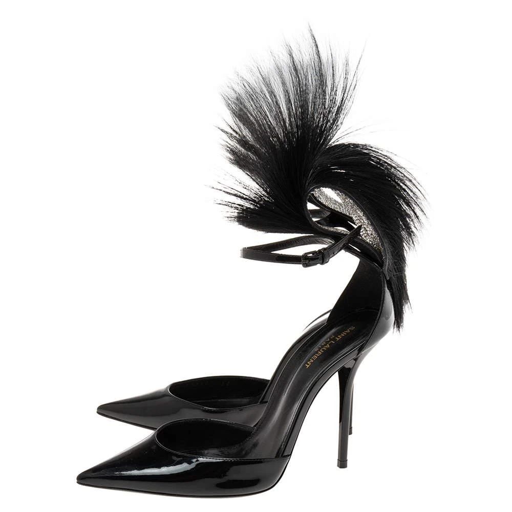 商品[二手商品] Yves Saint Laurent|Saint Laurent Black Patent Leather And Antelope Fur Jamie D'orsay Pumps Size 37,价格¥5018,第4张图片详细描述