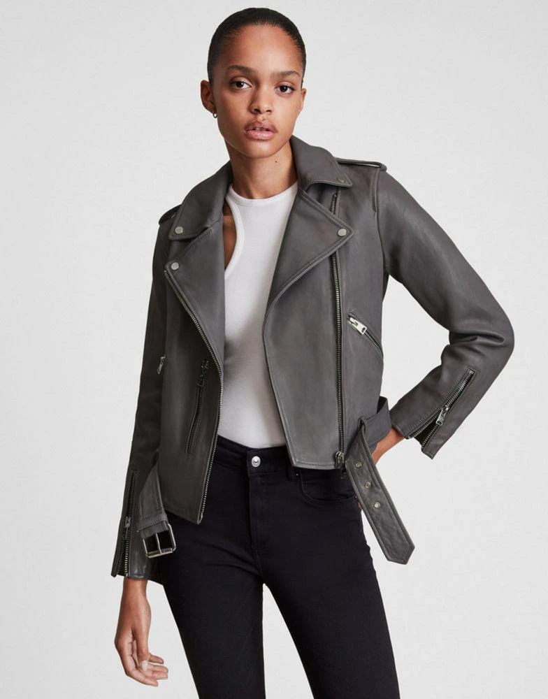 商品ALL SAINTS|AllSaints Balfern leather biker jacket in grey,价格¥2446,第1张图片