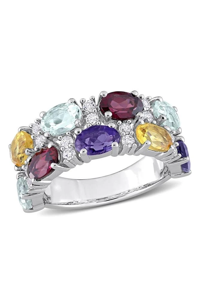 商品DELMAR|Sterling Silver Rhodolite Iolite Citrine Aquamarine White Topaz Ring,价格¥1565,第1张图片
