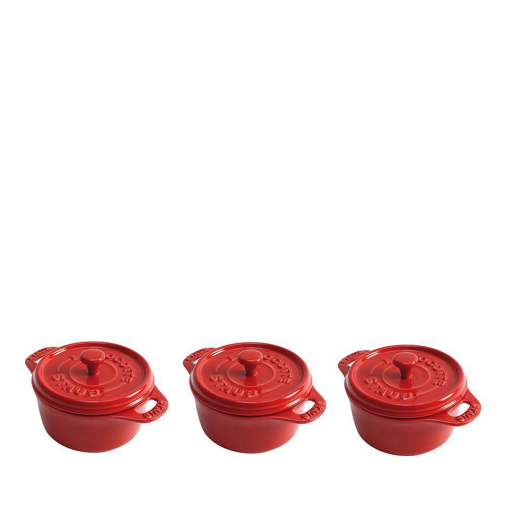 商品Staub|Round Mini 4" Cocotte, Set of 3 圆形迷你陶瓷锅 3只装,价格¥447,第1张图片