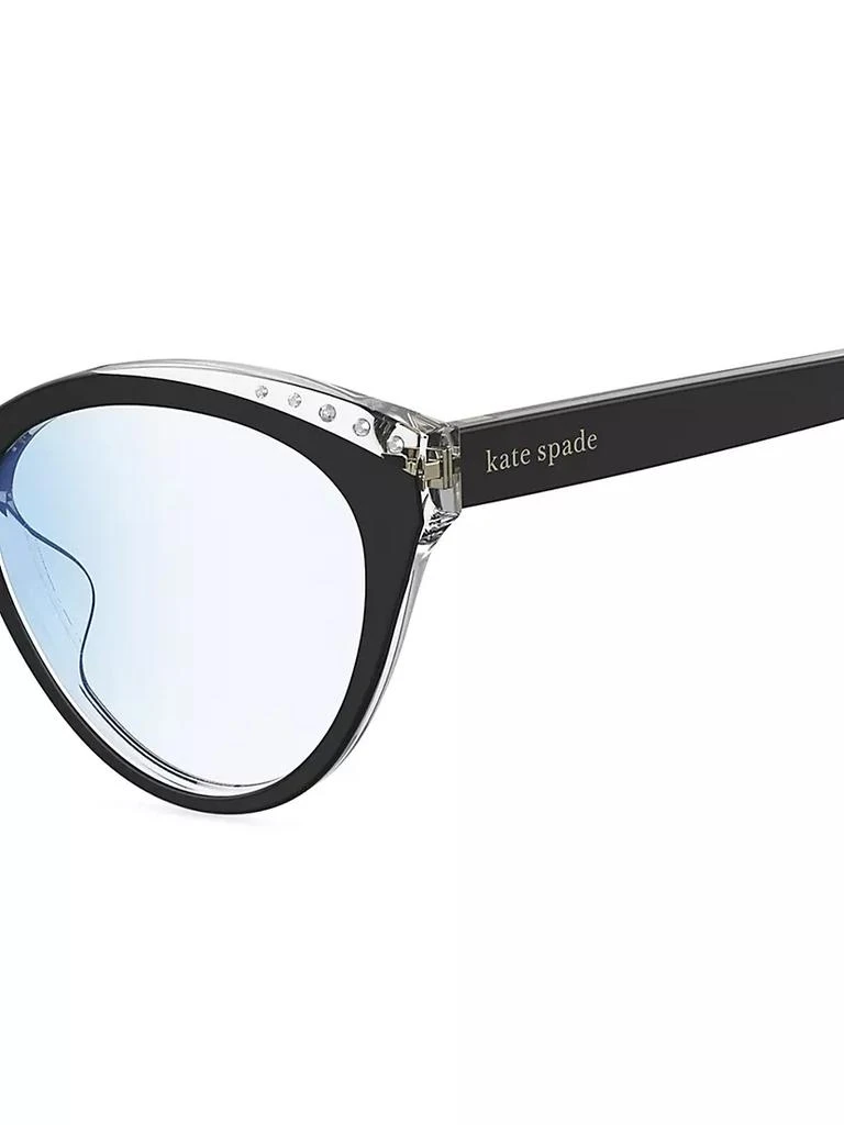 商品Kate Spade|Xara 51MM Cat Eye Blue Block Optical Glasses,价格¥586,第3张图片详细描述