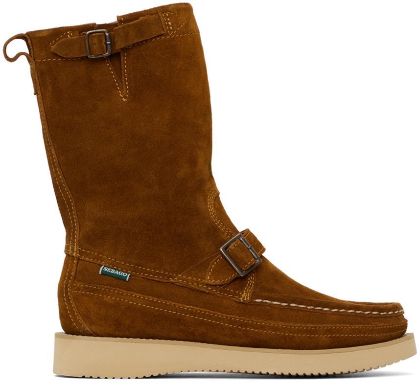商品SEBAGO|Brown Suede Zip-Up Boots,价格¥1006,第1张图片