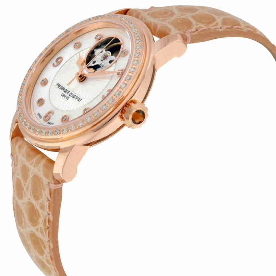 商品Frederique Constant|Heart Beat Mother of Pearl Diamond Dial Beige Leather Ladies Watch FC-310HBAD2PD4,价格¥18021,第2张图片详细描述