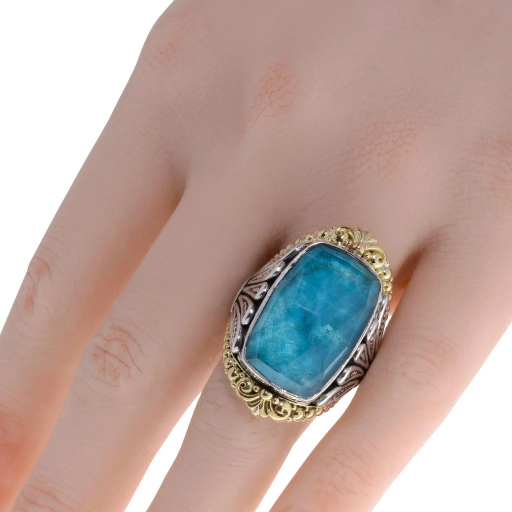 商品Konstantino|Konstantino Sterling Silver, 18K Yellow Gold, And Chrysocolla Doublet Ring Sz 7 DMK2059-370,价格¥4128,第2张图片详细描述