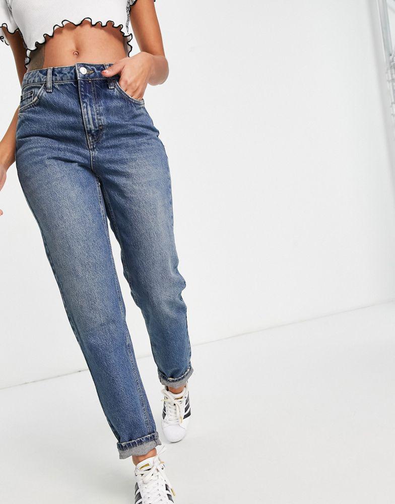 商品Topshop|Topshop mom jeans in mid blue,价格¥367,第1张图片