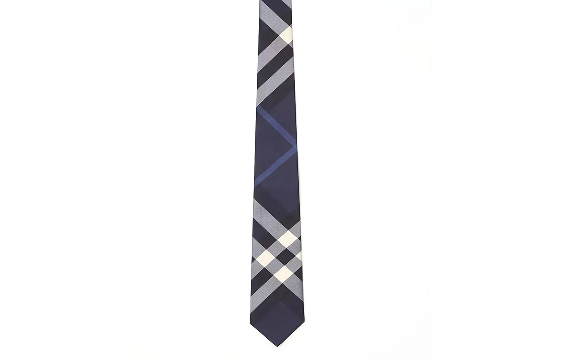 商品[国内直发] Burberry|[预售3天]博柏利 经典格纹领带 男款 蓝色 #,价格¥2354,第1张图片