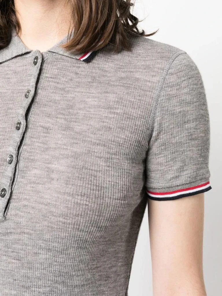 商品Thom Browne|Thom Browne Women Short Sleeve Rib Cuff Polo In Wool Rib,价格¥4882,第4张图片详细描述