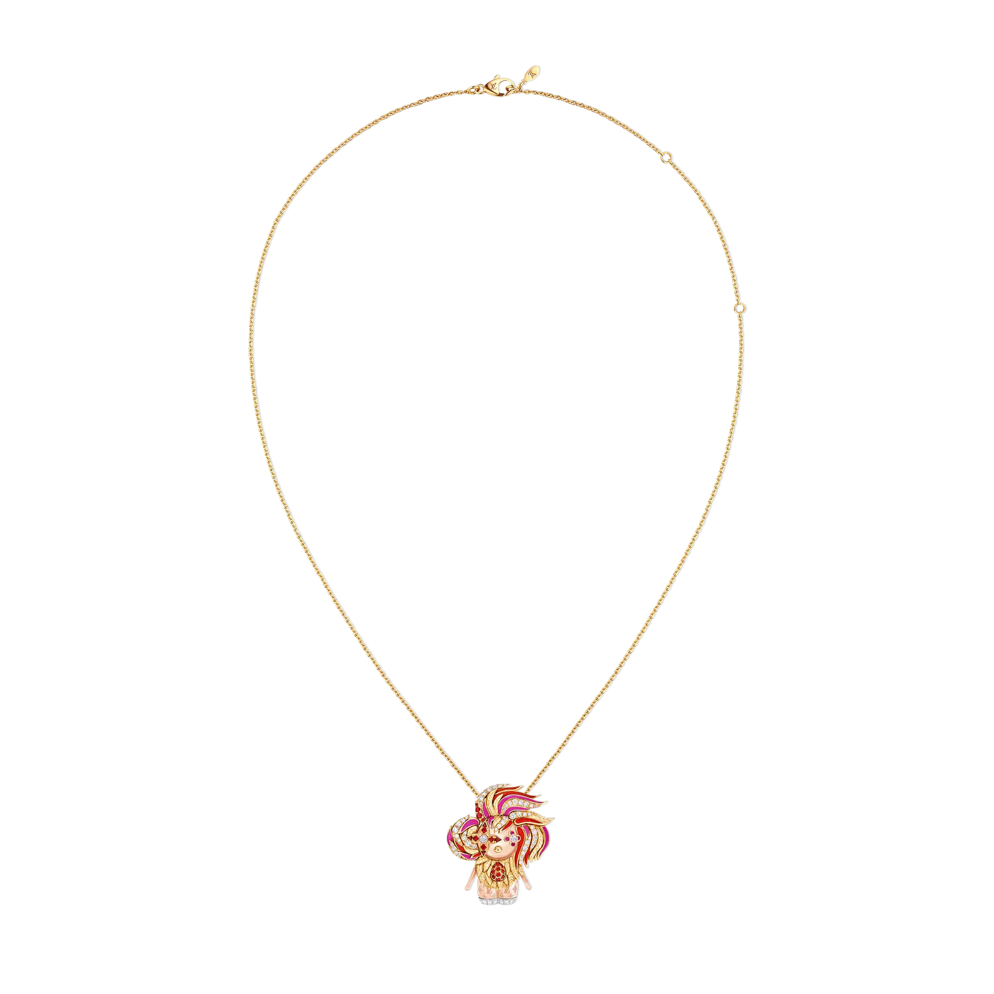 【预售】 LV路易威登 25秋冬 女士 吊坠 VIVIENNE ROOSTER 18K 金漆面钻石彩色宝石项链 Q93981  商品