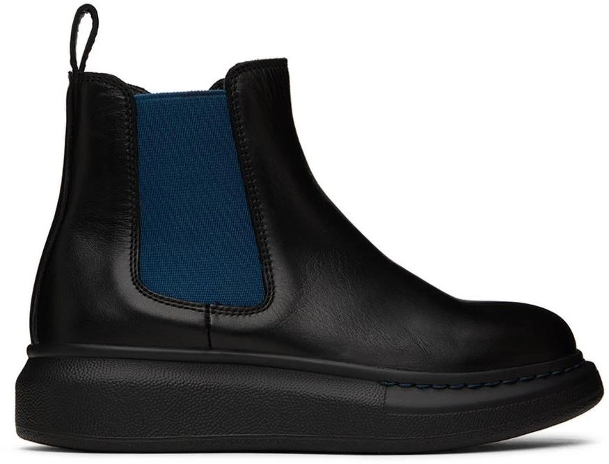 商品Alexander McQueen|Kids Black & Navy Oversized Chelsea Boots,价格¥1526,第1张图片