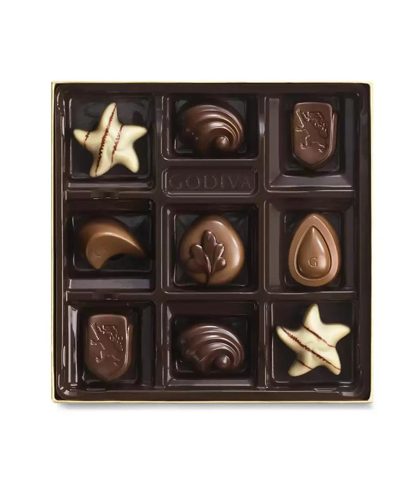 商品Godiva|Ballotin Assorted Chocolate Gold-Tone Ribbon Gift Box, 9 Piece,价格¥137,第3张图片详细描述