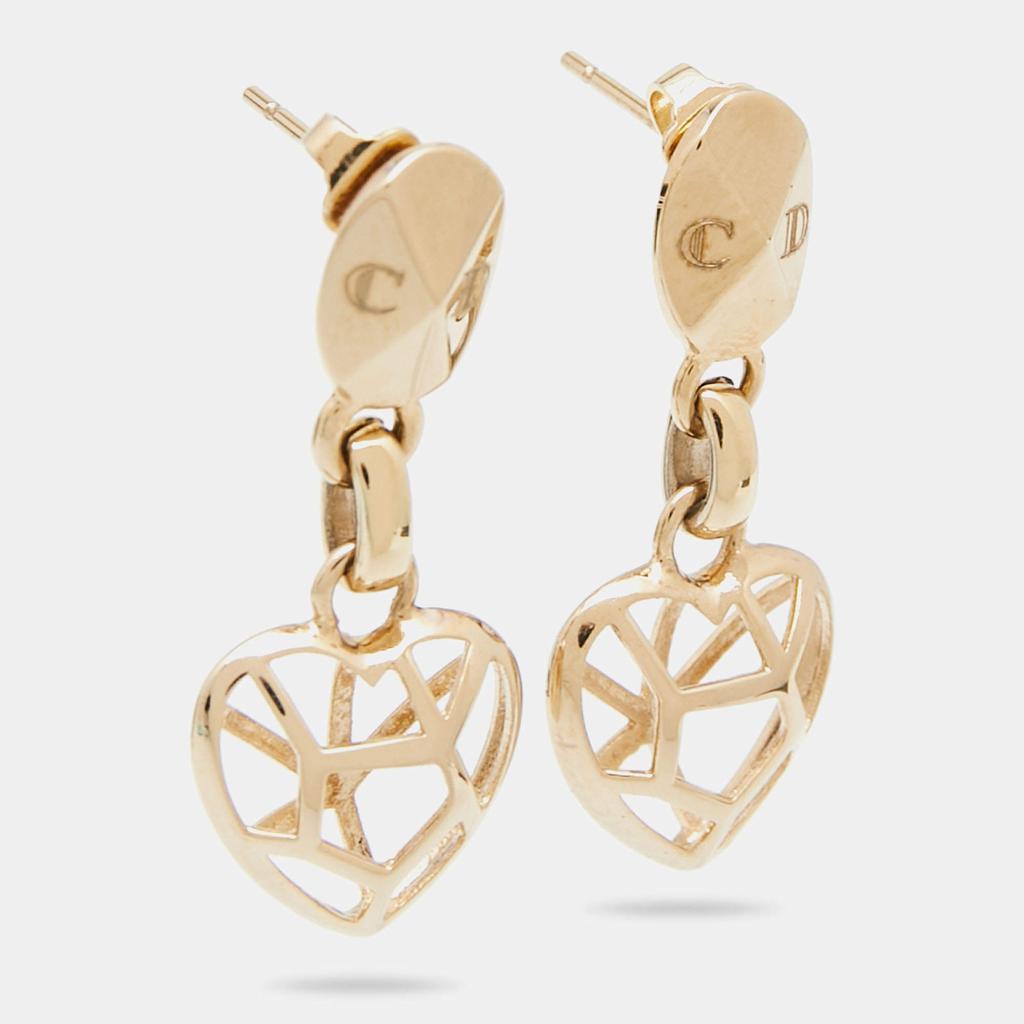 Dior Heart Gold Tone Metal Drop Earrings商品第2张图片规格展示