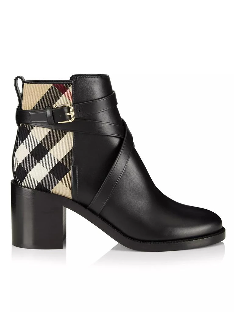 商品Burberry|Pryle House Check & Leather Ankle Boots,价格¥7809,第1张图片