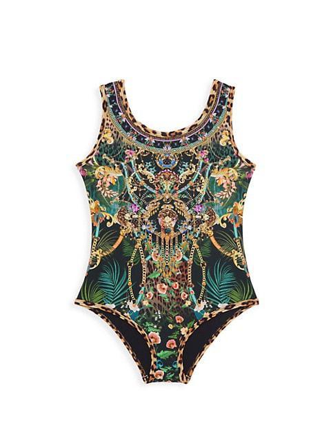 商品Camilla|Little Girl's & Girl's Fearless Felis Graphic One-Piece Swimsuit,价格¥1071,第1张图片