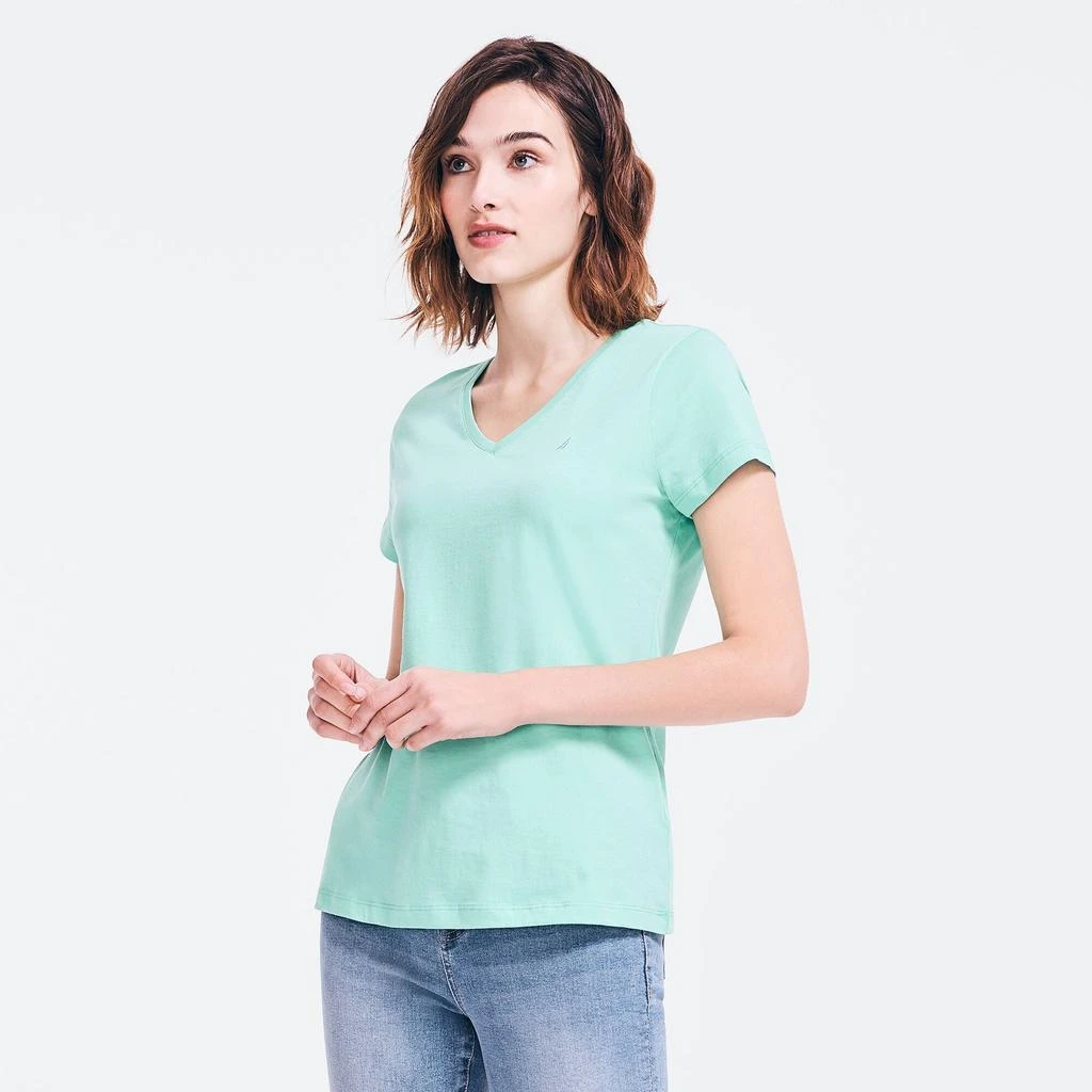 商品Nautica|Womens Solid V-Neck T-Shirt,价格¥172,第1张图片