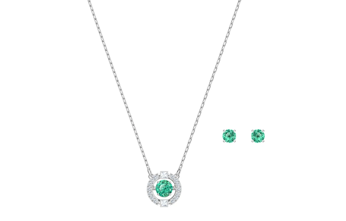 商品[国内直发] Swarovski|施华洛世奇 跳动的心绿色 - 耳环项链套装 女款,价格¥1738,第1张图片