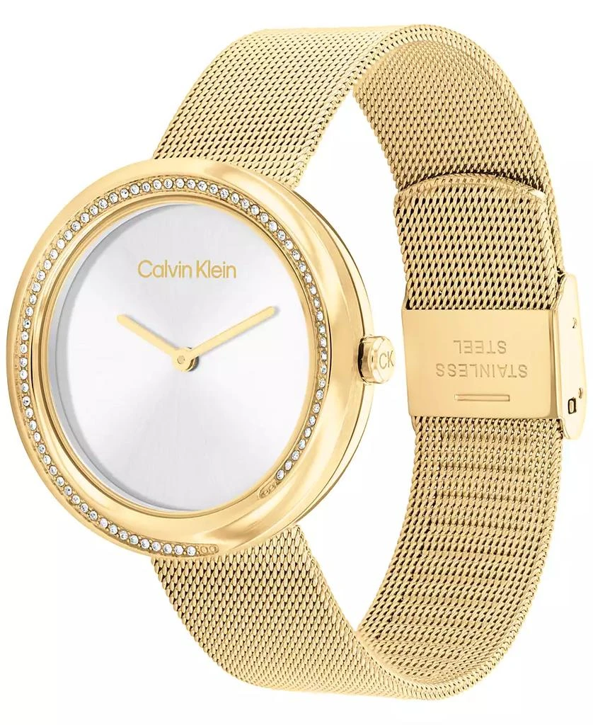 商品Calvin Klein|Women's Gold-Tone Stainless Steel Mesh Bracelet Watch 34mm,价格¥892,第2张图片详细描述