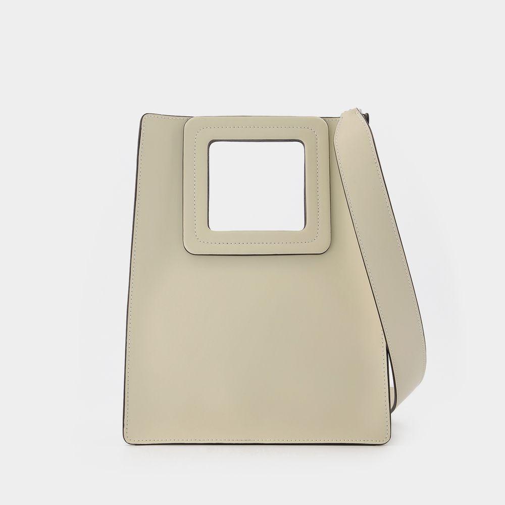 商品Staud|Shirley Tall Leather Tote Bag in Cream Leather,价格¥1757,第1张图片