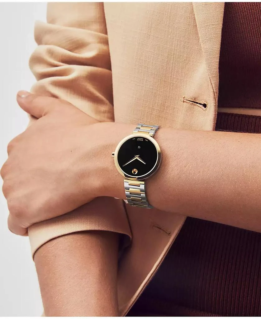 商品Movado|Women's Museum Classic Swiss Automatic Silver-Tone Stainless Steel Yellow PVD Bracelet Watch 32mm,价格¥10385,第4张图片详细描述