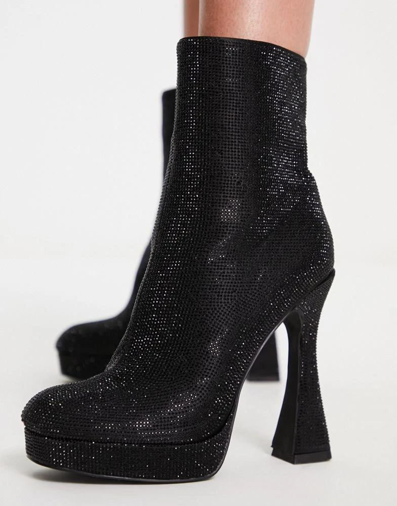 商品SIMMI Shoes|Simmi London Hans rhinestone high heel ankle boots in black,价格¥335,第2张图片详细描述