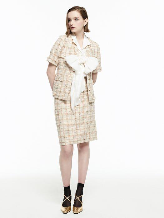 [Tweed] Fringed H-line Tweed skirt商品第3张图片规格展示