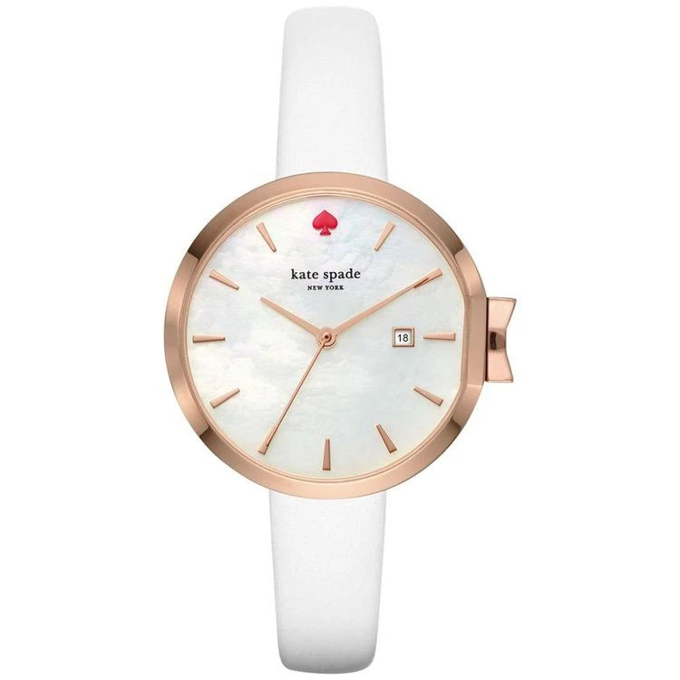 商品Kate Spade|Women's Park Row White Leather Strap Watch 34mm KSW1270 手表,价格¥876,第1张图片