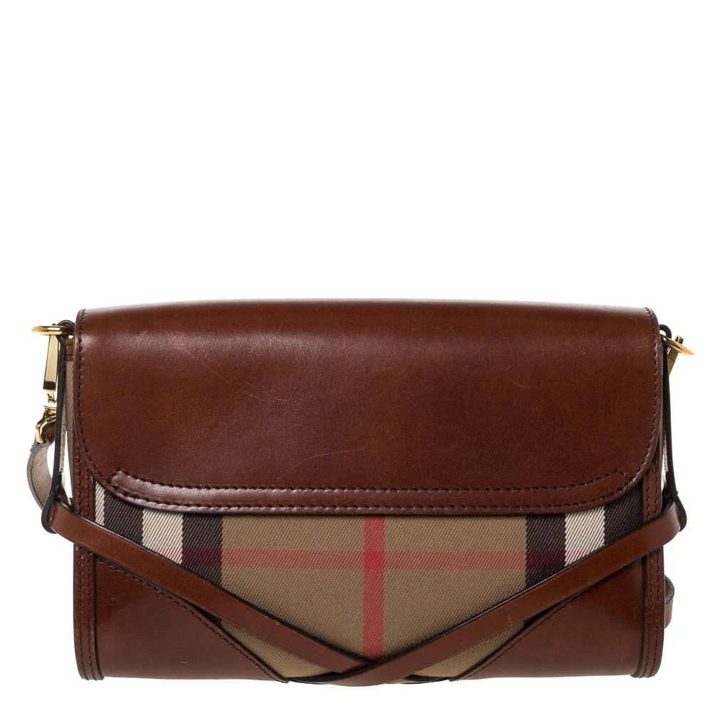 商品[二手商品] Burberry|Burberry Brown/Beige Nova Check Canvas and Leather Abbott Shoulder Bag,价格¥2825,第4张图片详细描述