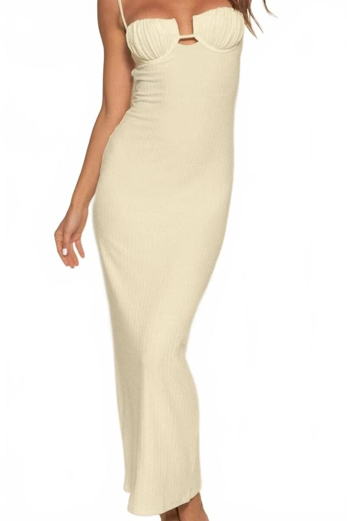 商品Montce|Petal Long Slip Dress In Buttercream Rib,价格¥1282,第1张图片