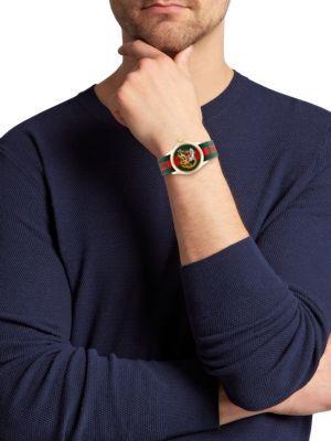 商品Gucci|38MM Goldtone Stainless Steel & Textile Strap Watch,价格¥3891,第4张图片详细描述